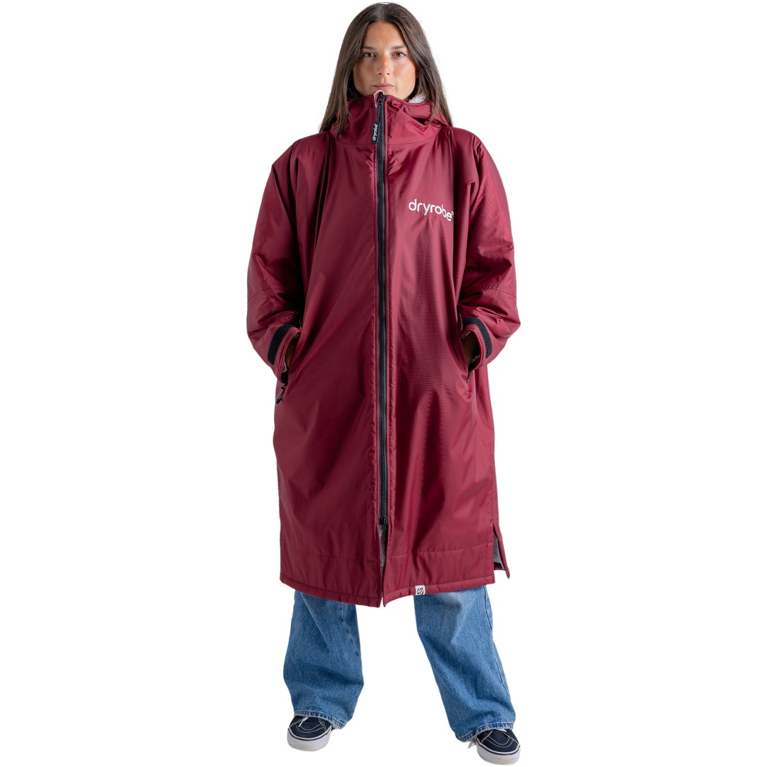 2025 Dryrobe Advance Long Sleeve Changing Robe V3 DALSV3 - Burgundy / Silver Grey